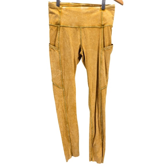 lululemon athletica Pants - Lululemon Fast and Free High-Rise Tight 25 Crinkle Wash Ice Dye Mustard Yellow 6